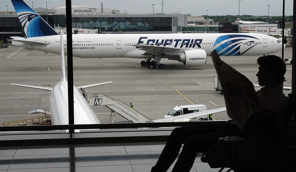 An EgyptAir plane taxis on the tarmac at London’s Heathrow Airport. Photo: Reuters