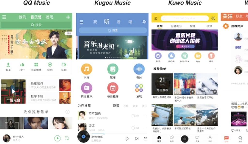 Tencent Music Entertainment operates music streaming apps QQ Music, Kugou Music and Kuwo Music, and karaoke app WeSing. Photo: HANDOUT