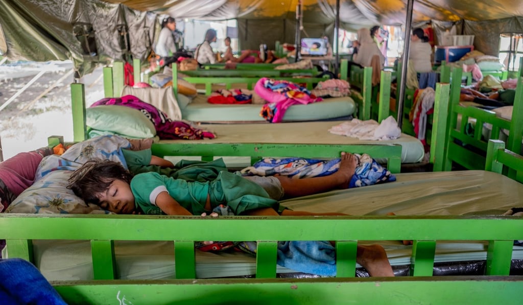 Children sleep outside after the Lombok earthquake. Photo: courtesy of Chaim Fetter and Peduli Anak Foundation