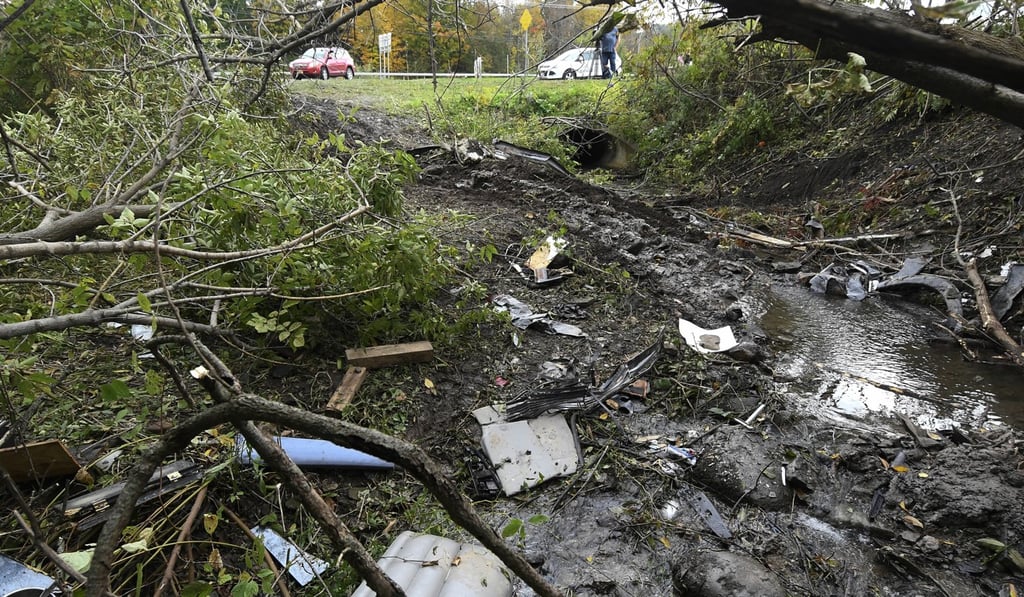 Debris at the crash site in Schoharie. Photo: AP