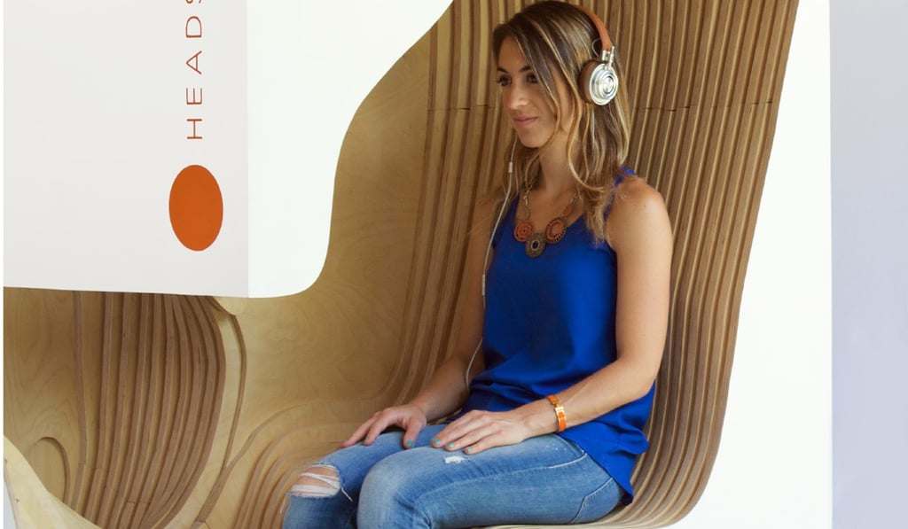 Headspace, a US company that created an app offering guided meditations, animations, articles and videos, teamed up with architectural practice, Oyler Wu Collaborative, to created the Headspace Meditation Pod.