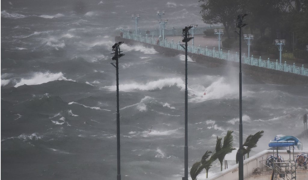 Two of the most intense typhoons on record have hit the city in the last two years – Hato last year (pictured affecting Victoria Harbour) and Mangkhut last month. Photo: Xinhua