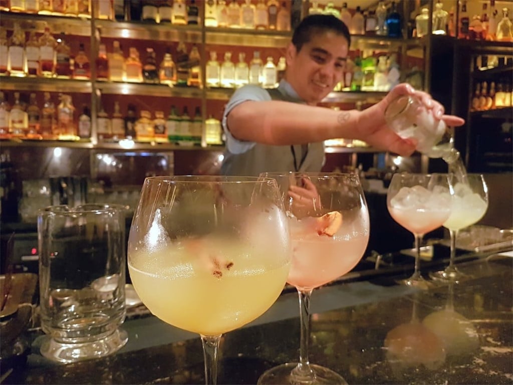 Colourful cocktails concocted by head bartender of Manhattan Bar, Cedric Mendoza