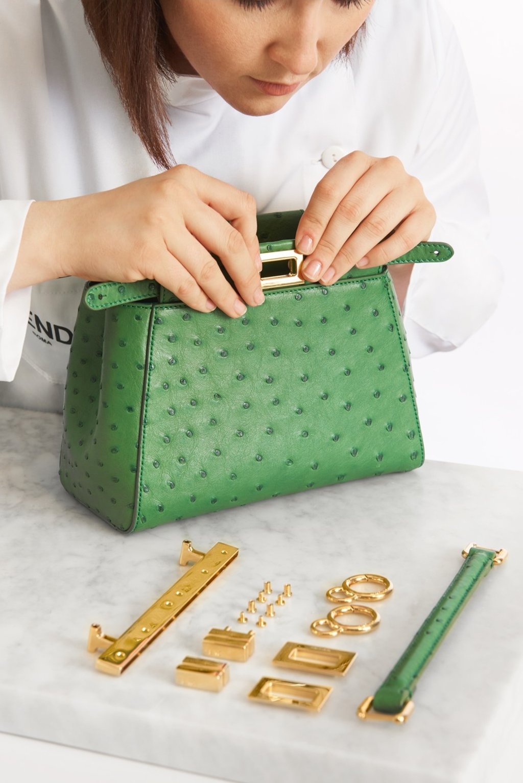 The making of Fendi’s mini Peekaboo ostrich bag