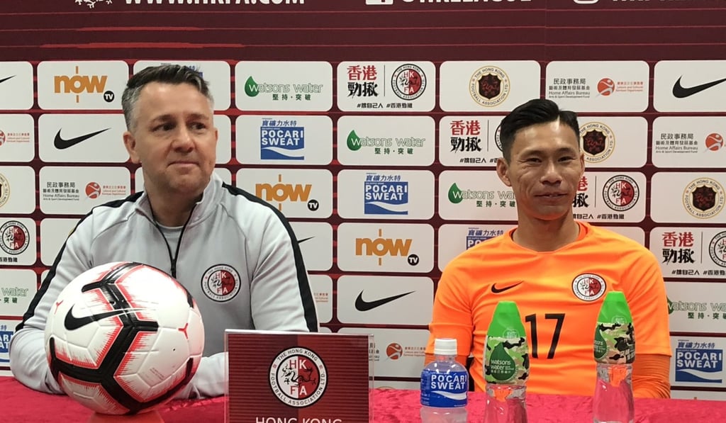 Gary White and Hong Kong captain Yapp Wai-hung meet the press on Thursday. Photo: Chan Kin-wa Gary White and Hong Kong captain Yapp Wai-hung meet the press on Thursday. Photo: Chan Kin-wa