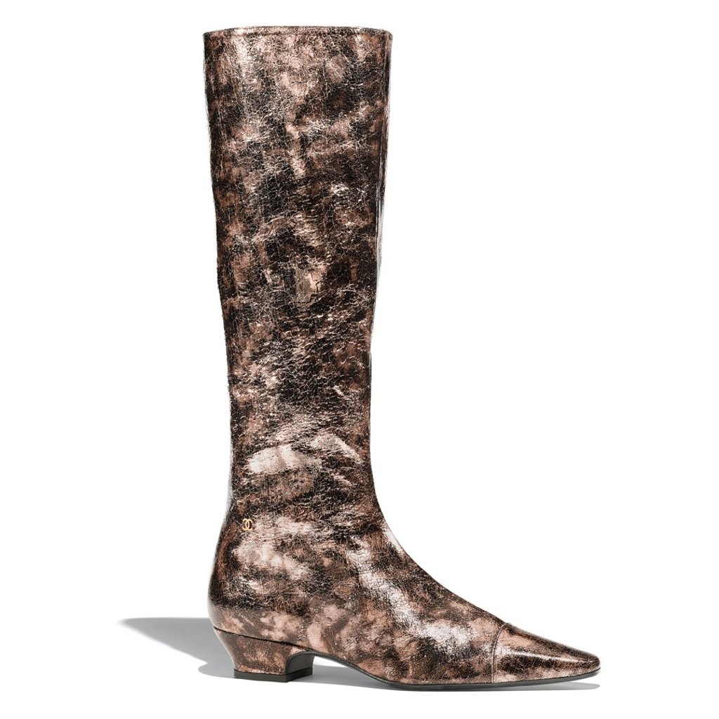Chanel soft oxidised bronze suede goatskin high boot