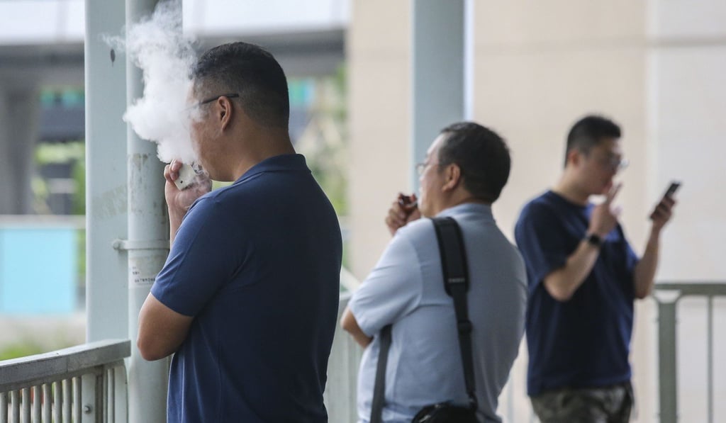 E-cigarette users vaping in Hong Kong in June. Photo: Dickson Lee