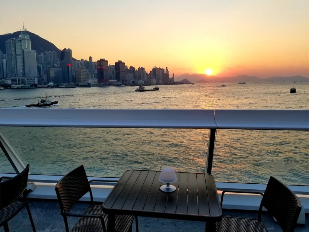 The sunset from Maze Grill in Ocean Terminal