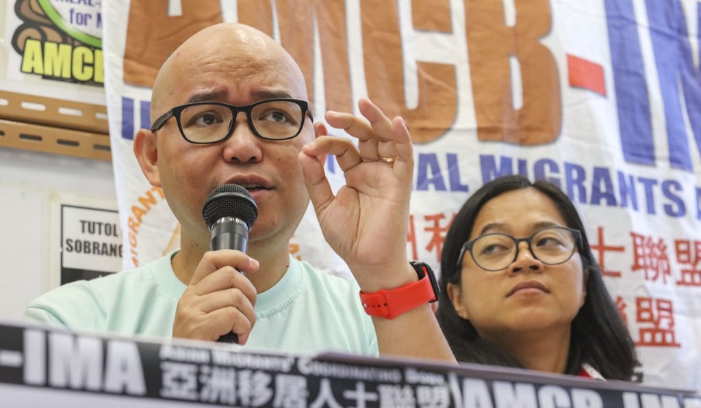 Rights activist Eman Villanueva (left), has urged Chief Executive Carrie Lam to act soon on her promise of support for the city’s domestic workers. Photo: Felix Wong