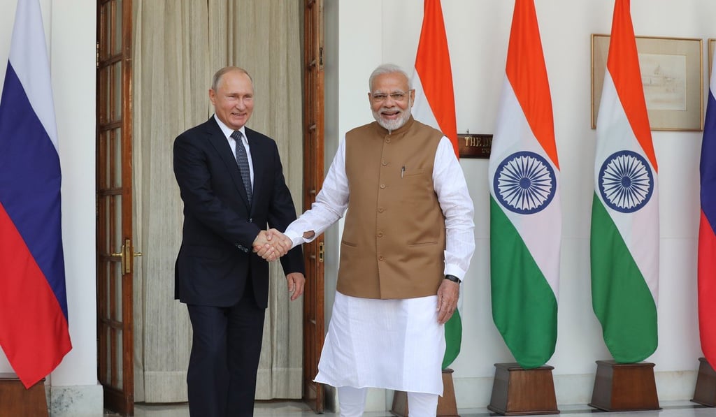 The summit between Putin and Modi was meant to allay Moscow’s apprehension over the relationship India has with the United States. Photo: EPA The summit between Putin and Modi was meant to allay Moscow’s apprehension over the relationship India has with the United States. Photo: EPA