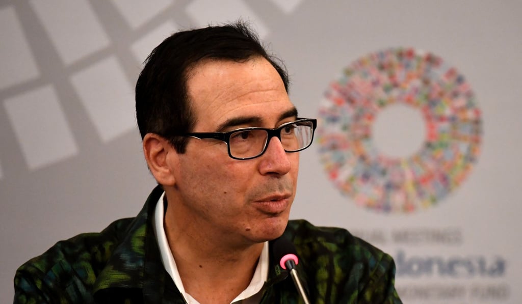 US Treasury Secretary Steven Mnuchin spoke on the sidelines of the IMF and World Bank meeting in Bali. Photo: AFP US Treasury Secretary Steven Mnuchin spoke on the sidelines of the IMF and World Bank meeting in Bali. Photo: AFP