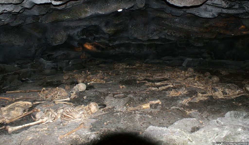 File photo of human remains in Darangshi Cave on Jeju island, South Korea. Photo: handout