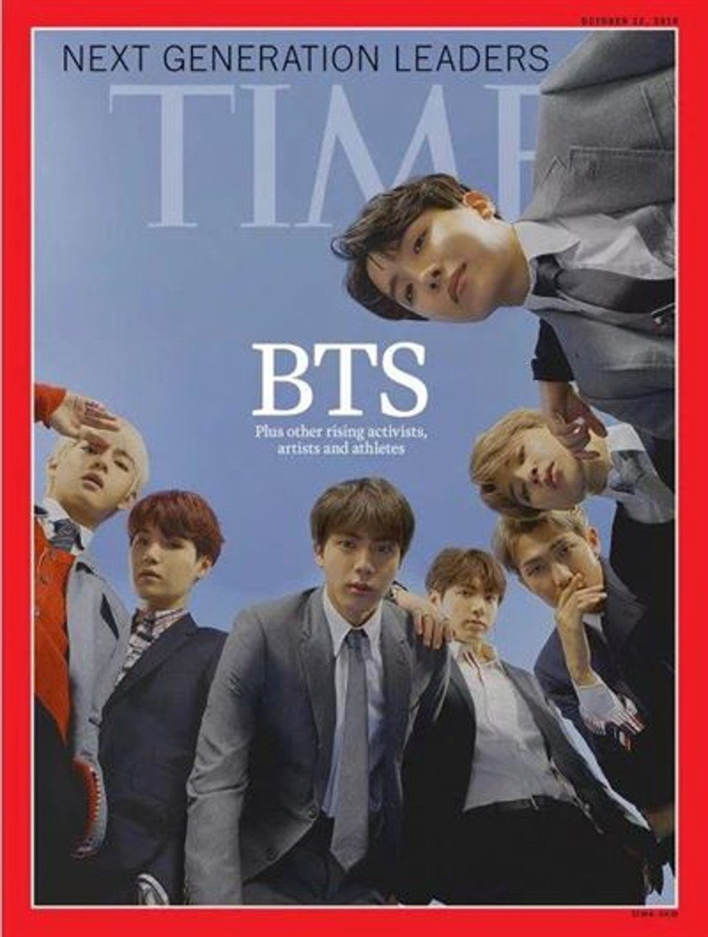 K-pop boy band BTS, on the front cover of ‘Time’ magazine’s October 22 edition. Photo: Yonhap
