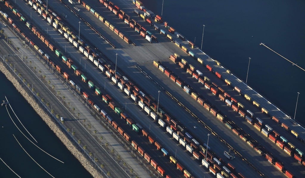 Shipping containers stand mounted onto trains at the Port of Los Angeles, the nation's busiest container port, on September 18, 2018 in San Pedro, California. Photo: Getty Images/AFP