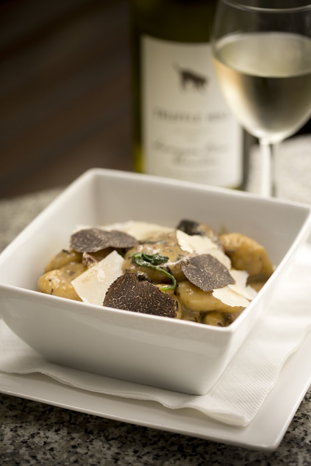 Shaved pieces of black truffle enhance the flavours of a dish.