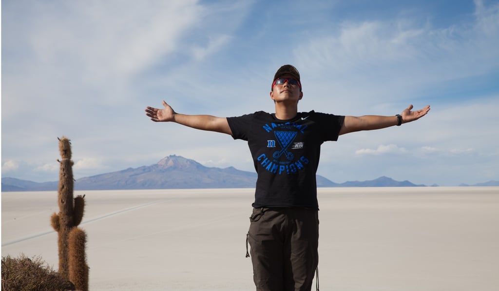 A Motin Yeung self portrait at the salt flats in Bolivia.