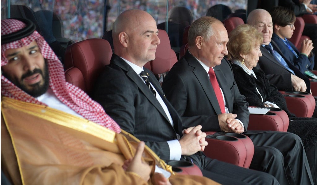 Saudi crown prince Mohammed bin Salman rubbed shoulders with Fifa president Gianni Infantino and Russian president Vladimir Putin at the World Cup in Russia. Photo: AFP