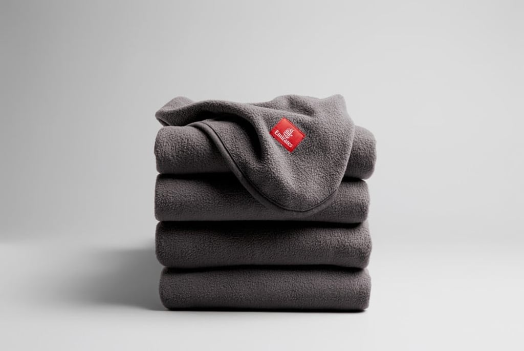 Each Emirates ecoTHREADTM blanket is made from 28 recycled plastic bottles. Each Emirates ecoTHREADTM blanket is made from 28 recycled plastic bottles.
