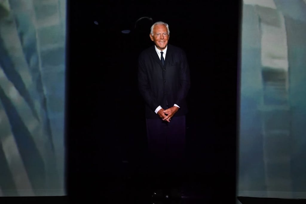 Giorgio Armani at the Armani fashion show, as part of the Women’s spring/summer 2019 fashion week in Milan, on September 23, 2018. Photo: AFP Giorgio Armani at the Armani fashion show, as part of the Women’s spring/summer 2019 fashion week in Milan, on September 23, 2018. Photo: AFP
