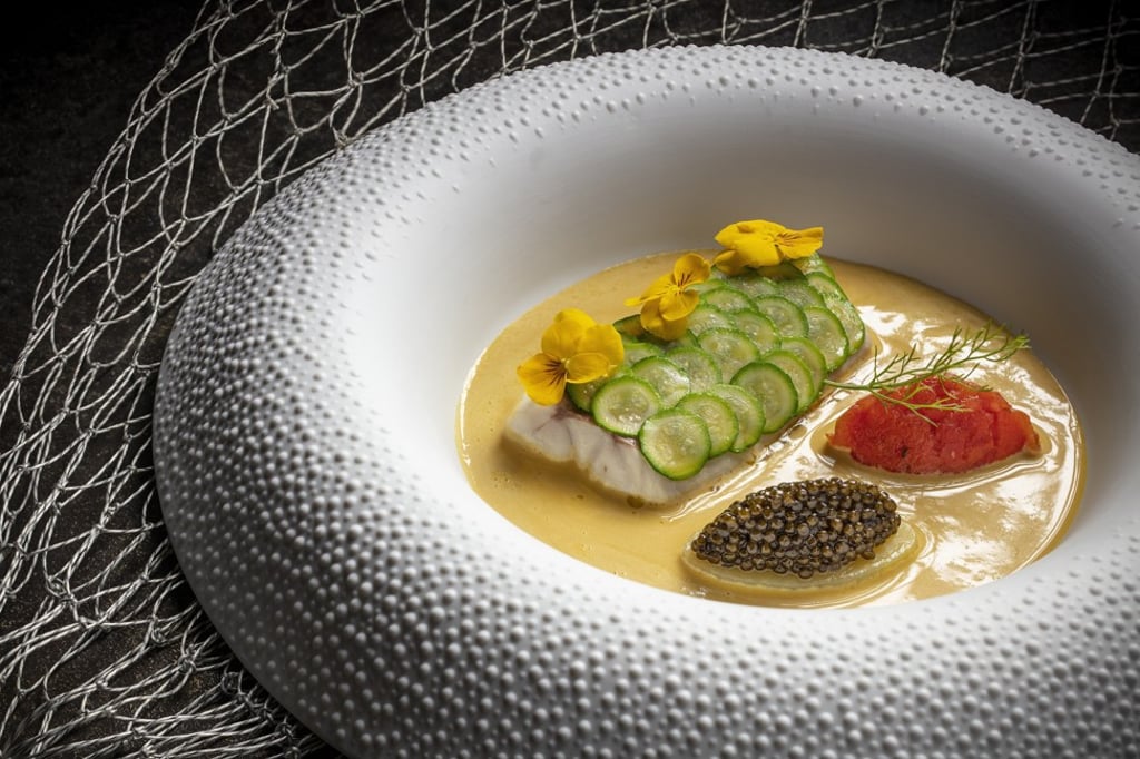 Slow-cooked Nodoguro fish with tomato marmalade and saffron sauce, was the offering from Guillaume Galliot, of Caprice.