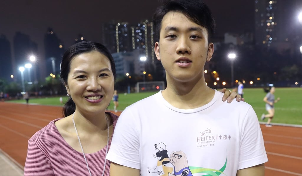 Sonia Ng and her son, Hiroki Ng, at the running track. Photo: Edward Wong