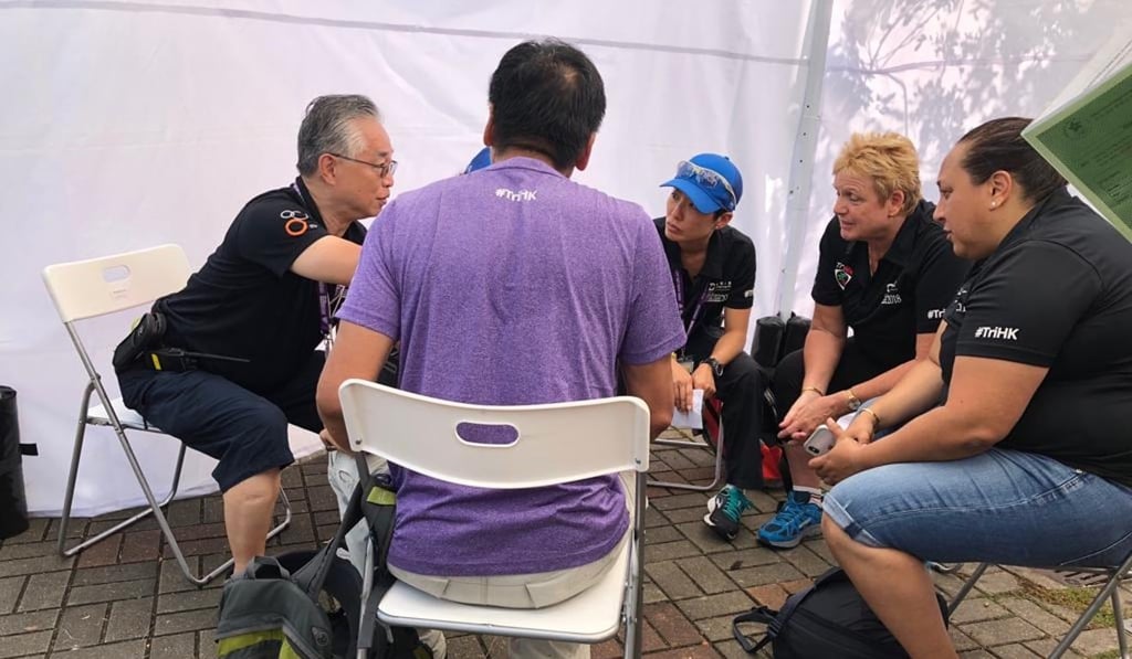 Race organisers discuss the athletes’ appeal. Photo: Chan Kin-wa