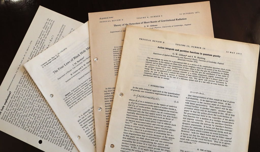 Some of Stephen Hawking’s documents and files. Photo: AP