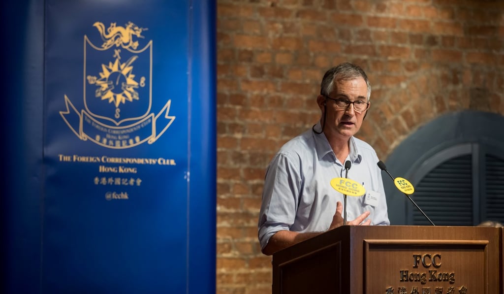 Journalist Victor Mallet speaks at an FCC lunch event in Hong Kong in August. Photo: Reuters
