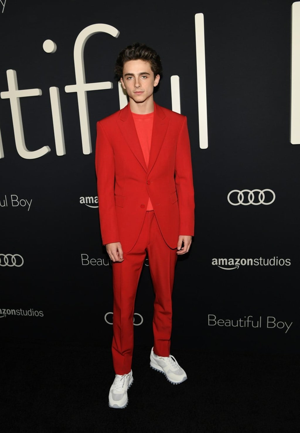 Chalamet in Louis Vuitton at the premiere of Beautiful Boy in Los Angeles, in the United States. Picture: Getty Images