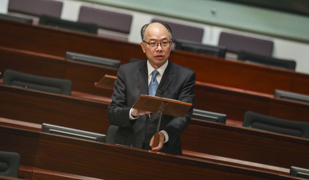 Transport minister Frank Chan Fan addresses the Legislative Council on Wednesday. Photo: Nora Tam