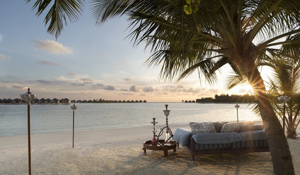 You can watch the amazing sunset from the beach at Naladhu Private Island in the Maldives. You can watch the amazing sunset from the beach at Naladhu Private Island in the Maldives.
