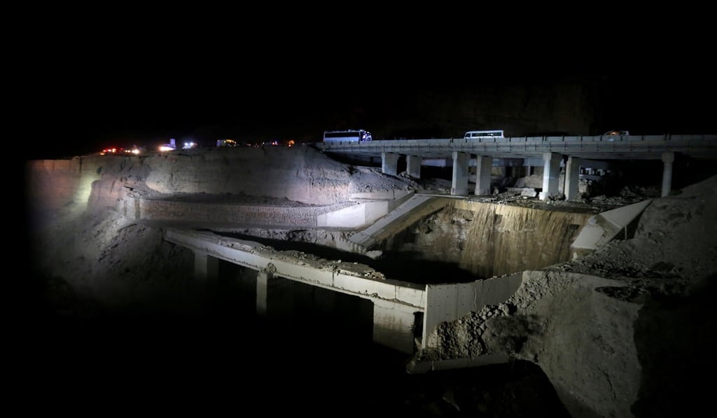 The scene of the accident where a school bus was swept away in a flash flood near the Dead Sea, Jordan, on Thursday. Photo: Reuters