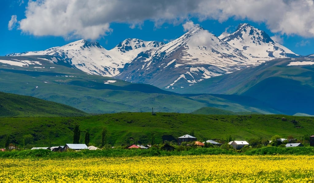Mount Aragats, a four-peaked volcano massif in Armenia with a highest point 13,420 feet (4,090 metres) Photo: Shutterstock Mount Aragats, a four-peaked volcano massif in Armenia with a highest point 13,420 feet (4,090 metres) Photo: Shutterstock