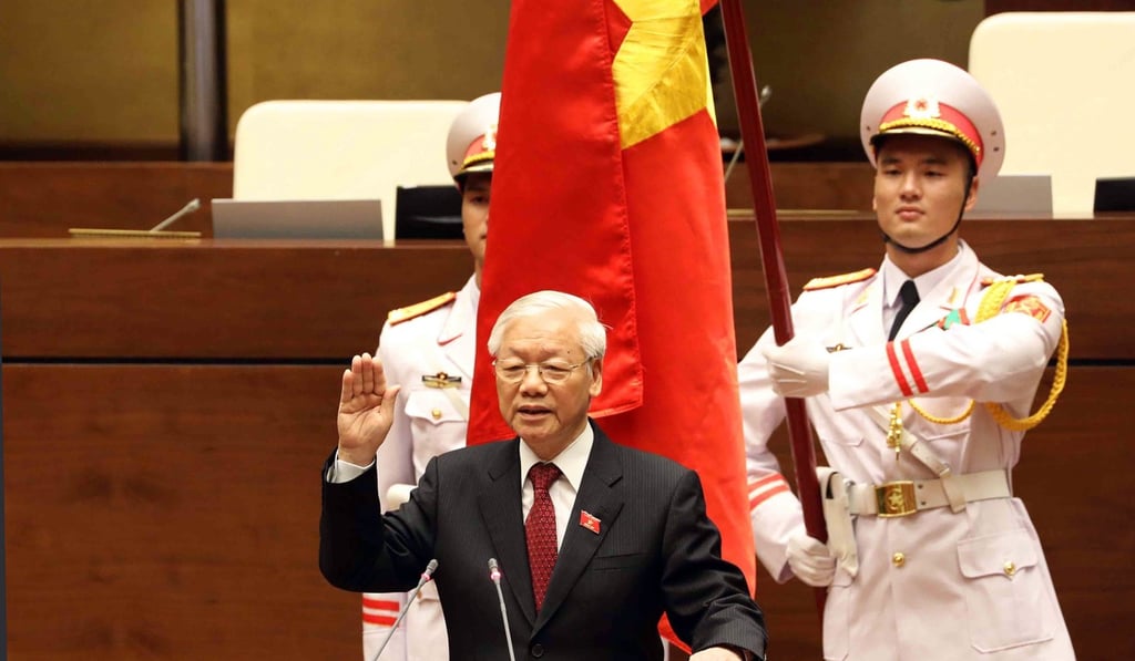 Vietnam’s President Nguyen Phu Trong takes the oath of office. Photo: EPA Vietnam’s President Nguyen Phu Trong takes the oath of office. Photo: EPA