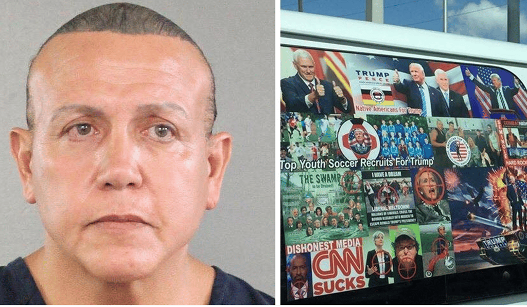 Cesar Sayoc, 56, and the van that was seized at the scene of his arrest in a Florida car park. Photos: WTSP 10 / Twitter Cesar Sayoc, 56, and the van that was seized at the scene of his arrest in a Florida car park. Photos: WTSP 10 / Twitter