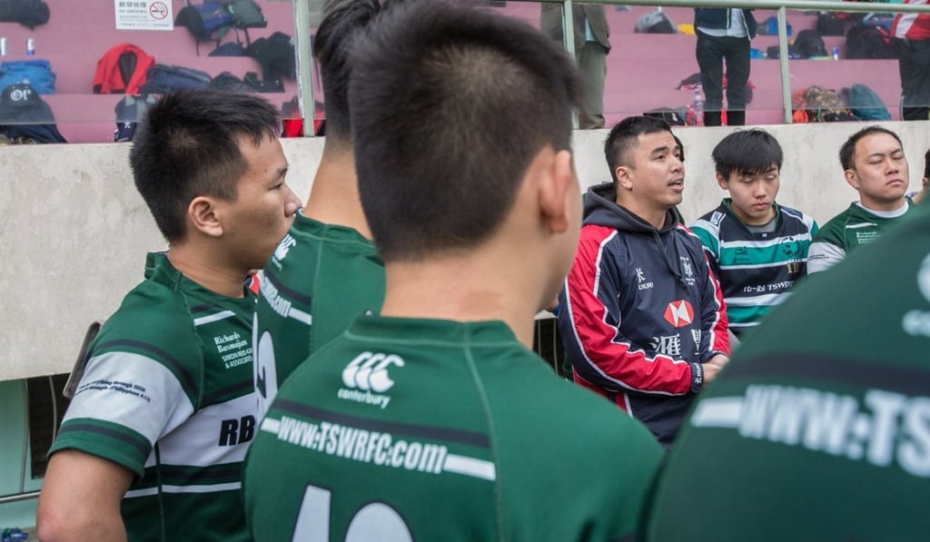 Peter Ng Chi-ho talks to the Tin Shui Wai rugby team. Photo: Handout Peter Ng Chi-ho talks to the Tin Shui Wai rugby team. Photo: Handout