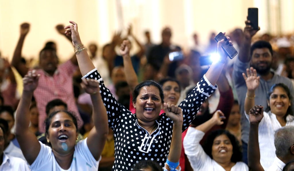 Supporters of Sri Lanka’s ousted prime minister Ranil Wickremesinghe in Colombo. Photo: Reuters