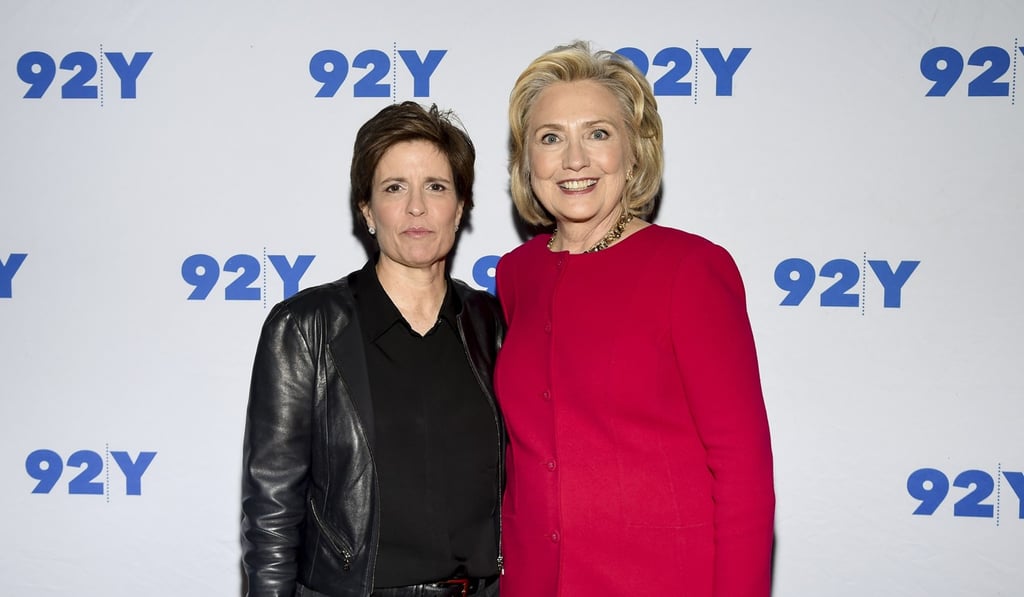 Former Secretary of State Hillary Clinton poses backstage with moderator Kara Swisher or Recode before their conversation in front of a live audience in New York on Friday. Photo: AP Former Secretary of State Hillary Clinton poses backstage with moderator Kara Swisher or Recode before their conversation in front of a live audience in New York on Friday. Photo: AP