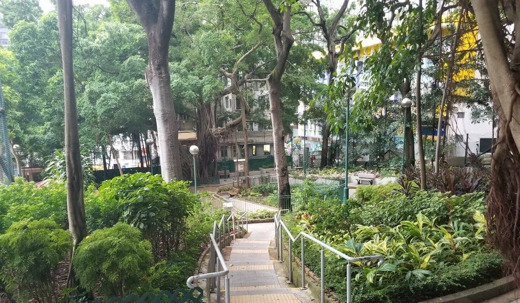Blake Garden is situated beside the street of Po Hing Fong, in Sheung Wan, Hong Kong
