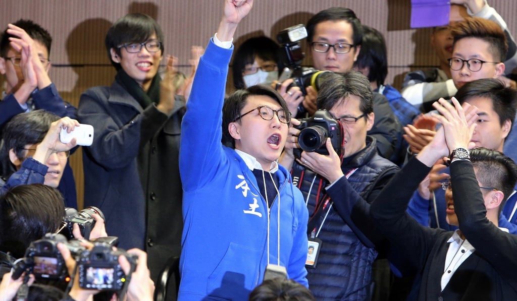 Edward Leung during the Legco New Territories East by-election. Photo: Dickson Lee