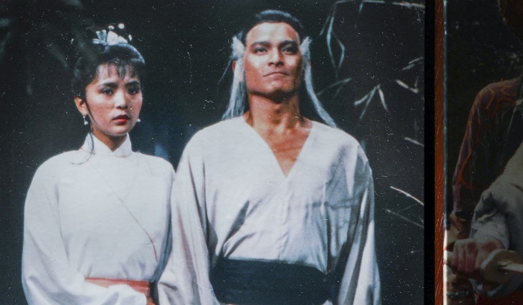 An exhibit featuring Chan Yuk-lin and Andy Lau as Little Dragon Maiden and Yang Guo on show at an exhibition of Louis Cha’s work in Hong Kong. Photo: Nora Tam