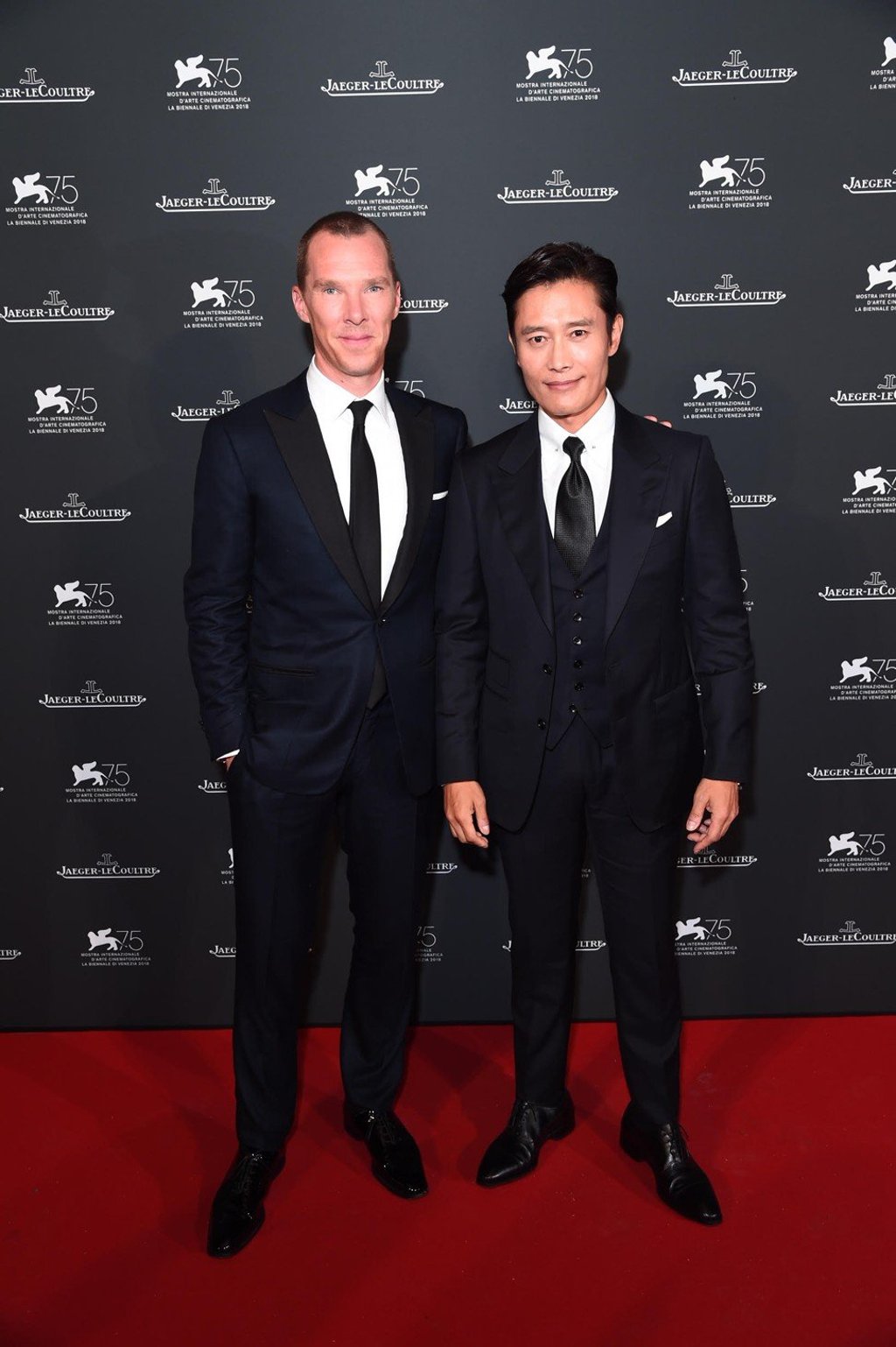 Benedict Cumberbatch and Lee Byung-hun arrive for the Jaeger-LeCoultre Gala Dinner during the 75th Venice International Film Festival.