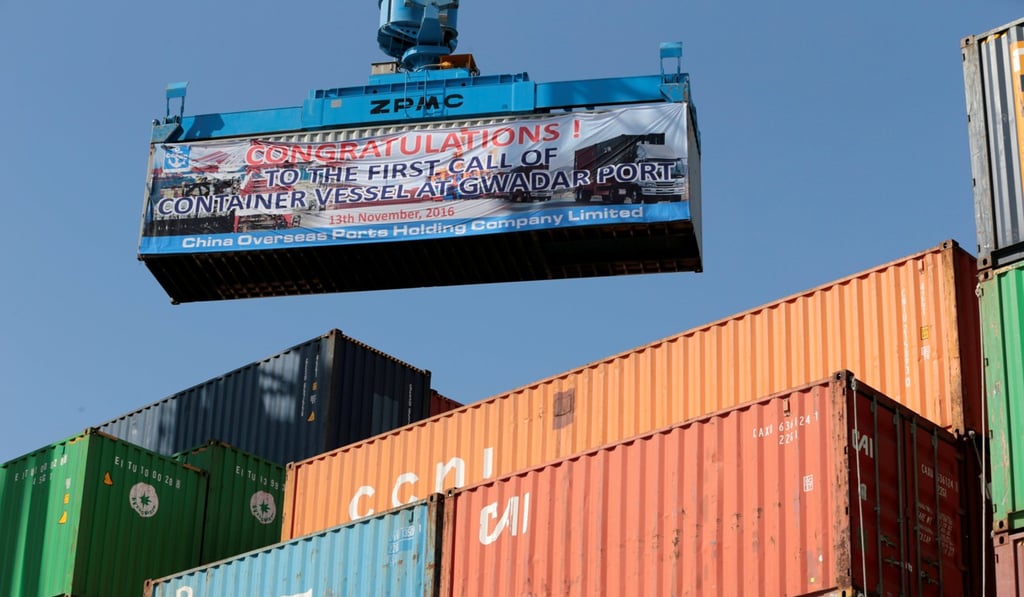 A container is loaded on to the first Chinese container ship to depart after the inauguration of the China Pakistan Economic Corridor port in Gwadar. Photo: Reuters