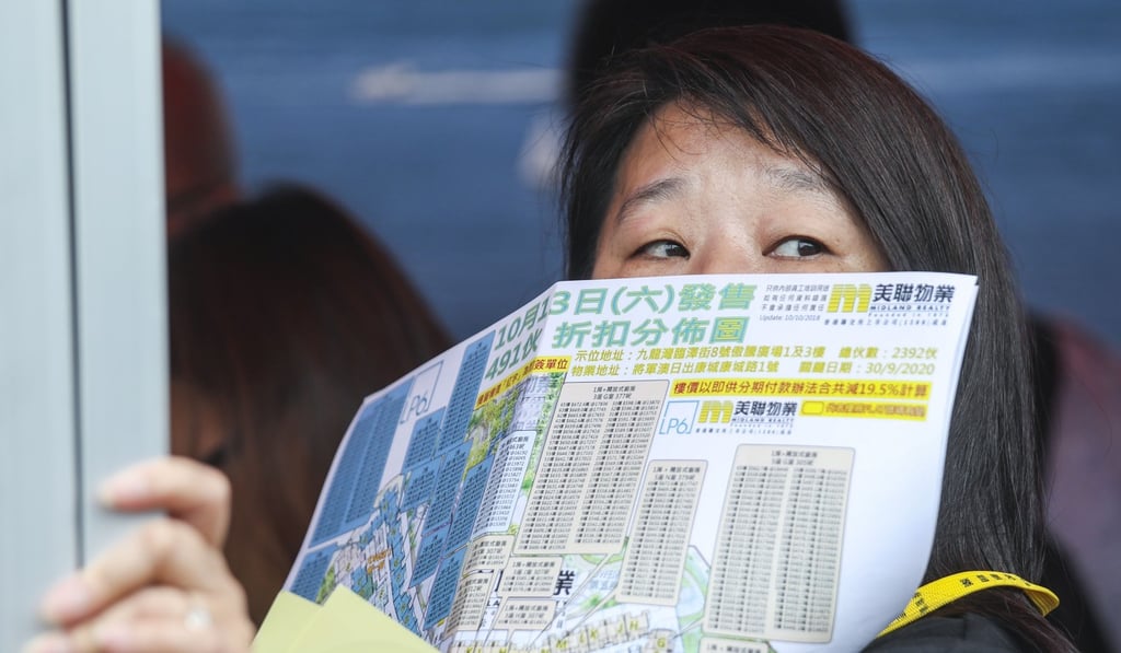 Prospective buyers queuing up at the Octa Tower in Kowloon Bay for 491 units at the LP6 development. Photo: Xiaomei Chen