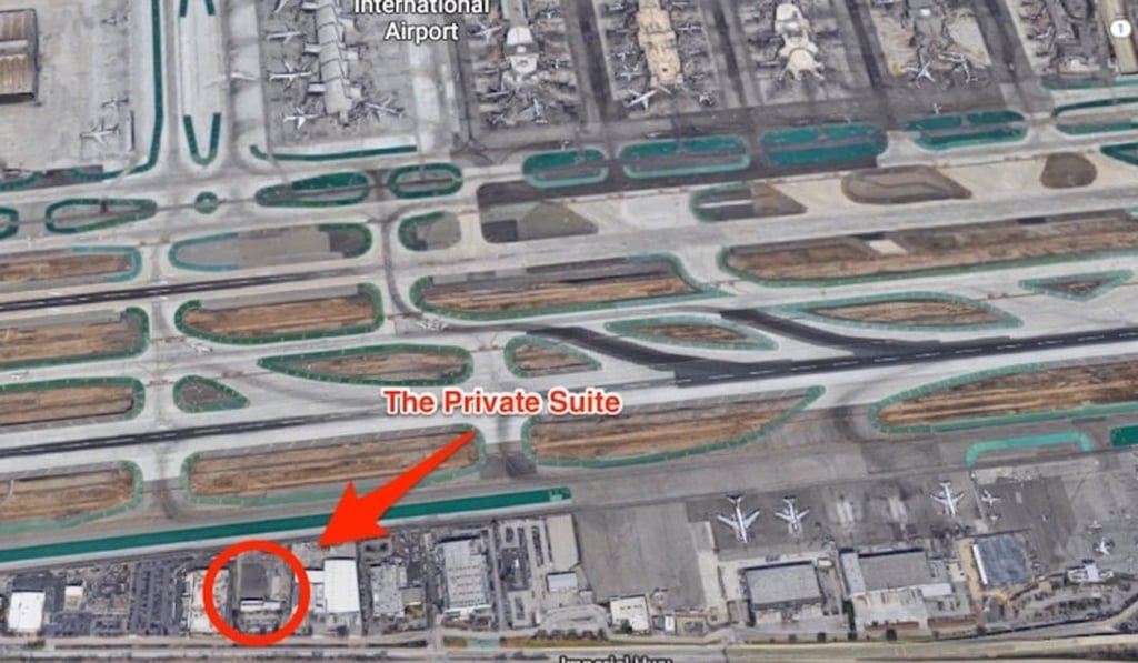 The site of The Private Suite at Los Angeles International Airport – located on the opposite side of the runways to the public terminals – serves wealthy travellers who want privacy and a refuge from the crowds when travelling to and from the airport. Photo: Google Maps