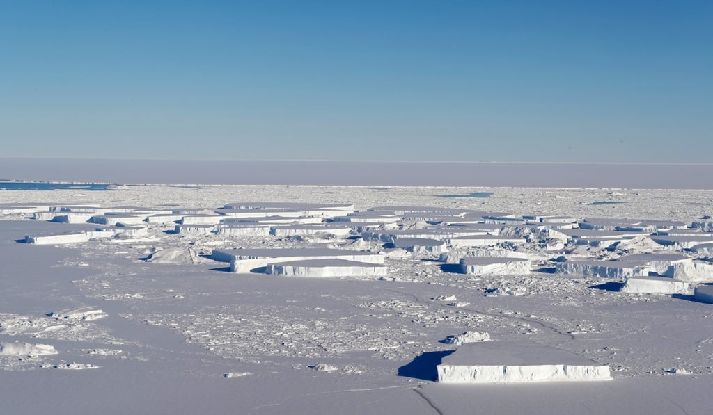 A handout photo made available by the Nasa's Operation IceBridge last week shows a view on tabular icebergs in the northern Antarctic Peninsula. Photo: EPA