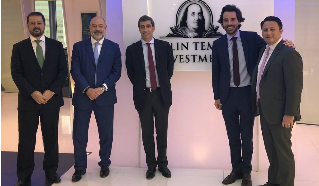 (From left) Sergio Gullo, head of international business development at B3; John Fildes, senior adviser at Bain & Company; Juan Pablo Cordoba, CEO of Bolsa de Valores Colombia; Rodrigo Velasco, COO of Bolsa Institucional de Valores; and George Molina, head of emerging markets trading at Franklin Templeton. Photo: Handout