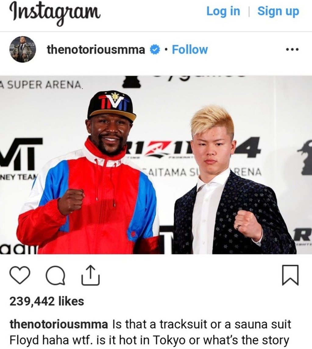 Conor McGregor’s Instagram post mocking Floyd Mayweather and Tenshin Nasukawa. Photo: Instagram