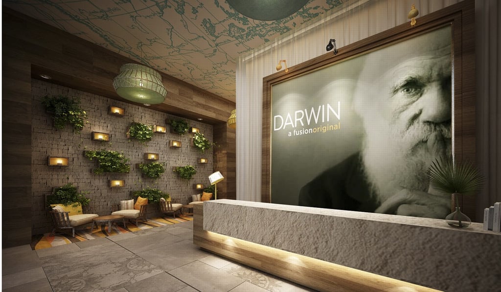 A portrait of storied scientist Charles Darwin will overlook the hotel lobby.