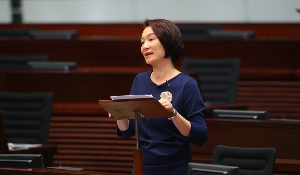 Legco member Starry Lee put forward the motion. The council is debating Chief Executive Carrie Lam's policy address. Photo: Edmond So